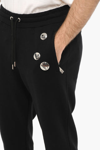 Brushed Cotton Joggers With Pins And Drawstrings