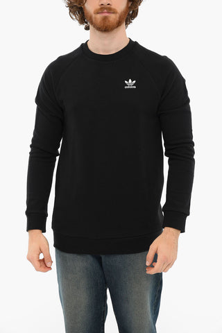 Embroidered logo Brushed Cotton ESSENTIAL Crewneck Sweatshirt