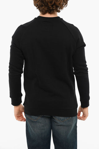 Embroidered logo Brushed Cotton ESSENTIAL Crewneck Sweatshirt