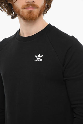 Embroidered logo Brushed Cotton ESSENTIAL Crewneck Sweatshirt