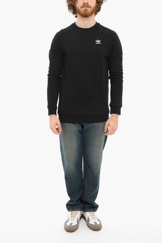 Embroidered logo Brushed Cotton ESSENTIAL Crewneck Sweatshirt