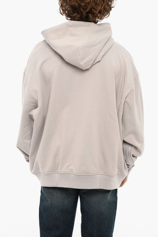 Embroidered Logo Brushed Cotton Hoodie With Drawstrings