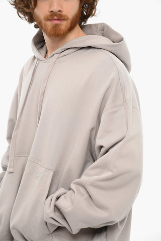 Embroidered Logo Brushed Cotton Hoodie With Drawstrings