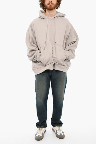 Embroidered Logo Brushed Cotton Hoodie With Drawstrings