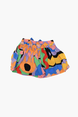 Multicolored Pleated Shorts with Self-tie Detailing