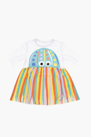 Vestito con Stampa Frontale ed Orlo Sfrangiato