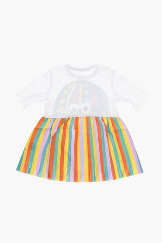 Vestito con Stampa Frontale ed Orlo Sfrangiato