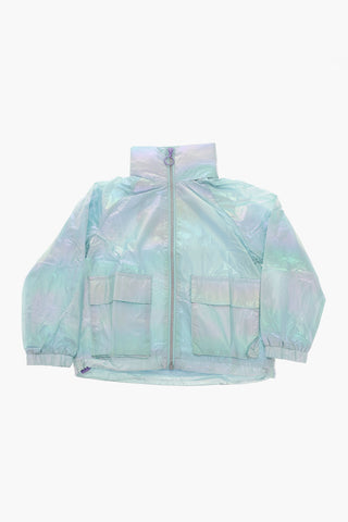 Holographical Windbreaker Jacket with Flap Pockets