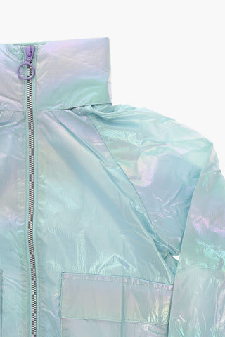 Holographical Windbreaker Jacket with Flap Pockets