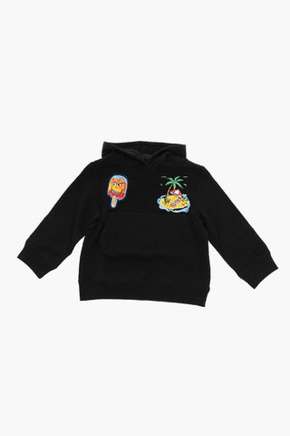 Printed Hoodie Sweatshirt with Graphic Patch