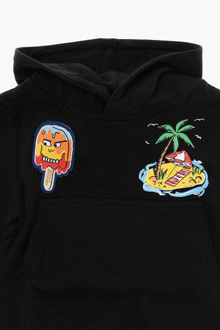 Printed Hoodie Sweatshirt with Graphic Patch