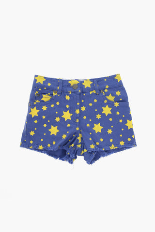 THE BEATLES Frayed Shorts with STAR Print