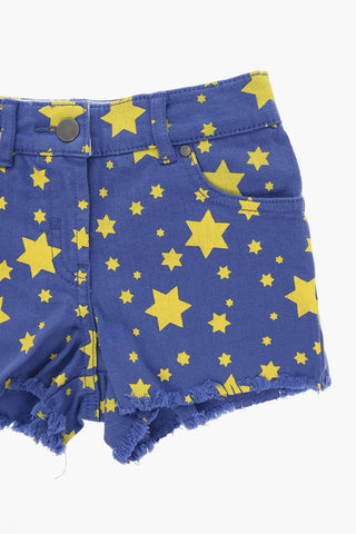 THE BEATLES Frayed Shorts with STAR Print