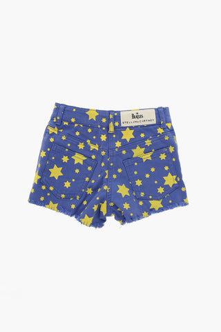 THE BEATLES Frayed Shorts with STAR Print