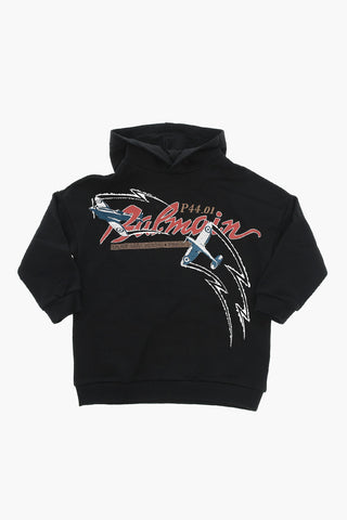 Brushed-cotton Hoodie with Logo Print