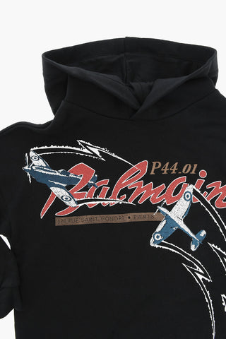 Brushed-cotton Hoodie with Logo Print