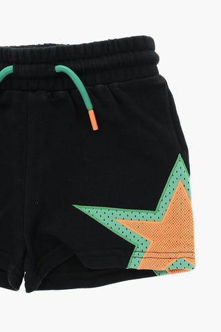 Shorts Rattoppati con Stampa STAR