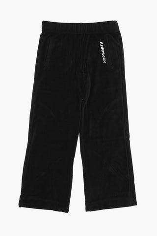 Velour Joggers with Logo Print