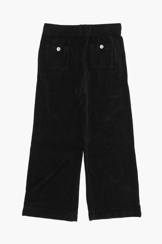 Velour Joggers with Logo Print