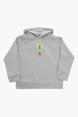 REBORN TO LIVE Brushed-cotton Hoodie with Patch-embellishment