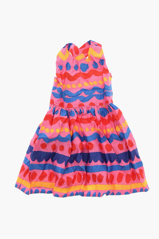 Flared Dress with Graphic Print and Crisscross Straps
