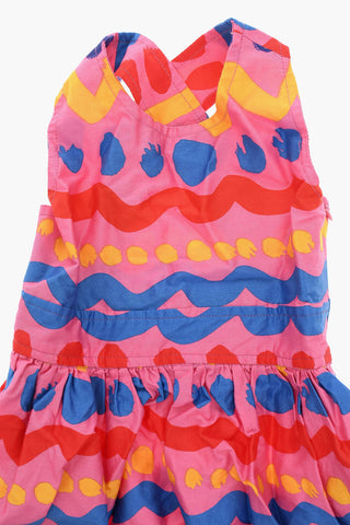 Flared Dress with Graphic Print and Crisscross Straps