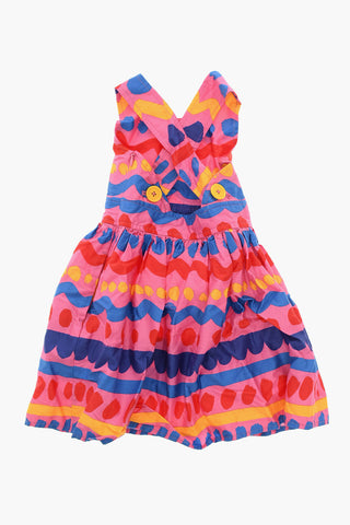 Flared Dress with Graphic Print and Crisscross Straps
