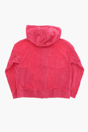 Felpa Hoodie in Velour con Coulisse Logata