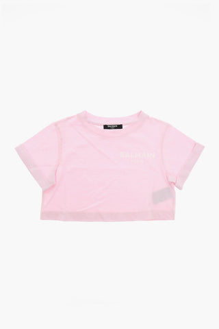 T-shirt Crop con Logo in Velour