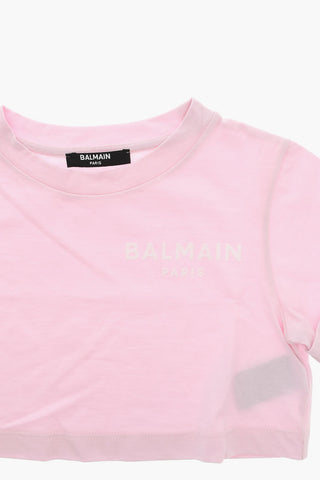 T-shirt Crop con Logo in Velour