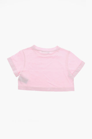 T-shirt Crop con Logo in Velour