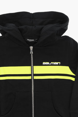 Brushed-cotton Zip-up Sweatshirt with Logo Print
