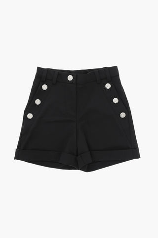 Virgin-wool Shorts with Logoed Buttons