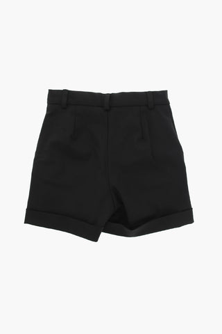 Virgin-wool Shorts with Logoed Buttons