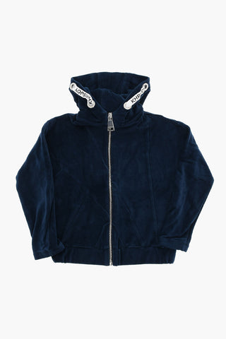 Felpa Hoodie in Velour con Coulisse Logata
