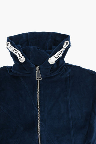 Felpa Hoodie in Velour con Coulisse Logata