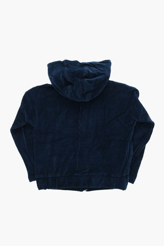 Felpa Hoodie in Velour con Coulisse Logata