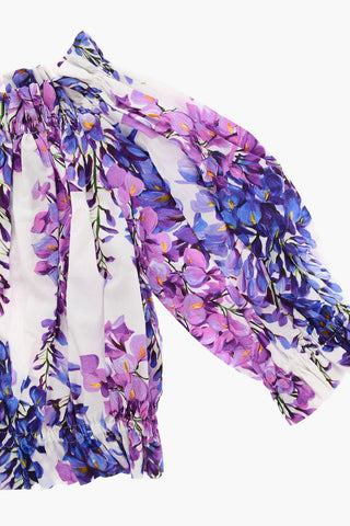 RENAISSANCE Blusa in Popeline di Cotone con Stampa Floreale