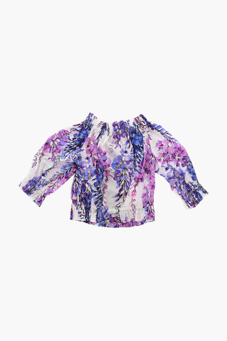 RENAISSANCE Blusa in Popeline di Cotone con Stampa Floreale