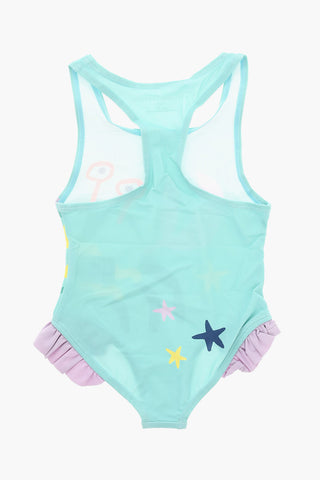 Costume Intero con Stampa Granchi e Dettaglio Volant