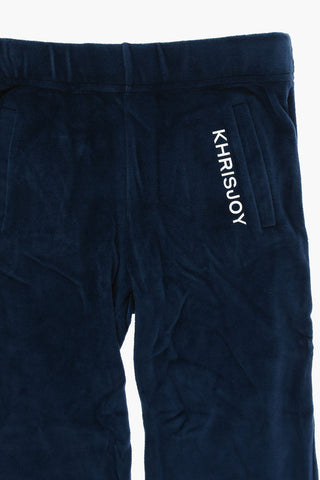 Velour Joggers with Logo Print