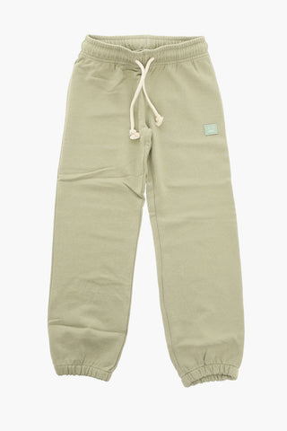 Pantaloni Jogger in Cotone Garzato con Patch
