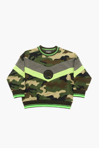 REBORN TO LIVE Crewneck Sweatshirt with Camou Print