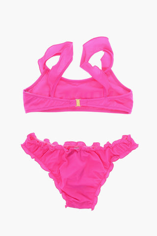Bikini in Lycra con Stampa Logo in Lettering