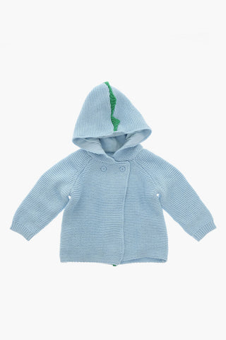 Crochet-wool-blend Cardigan with Hood
