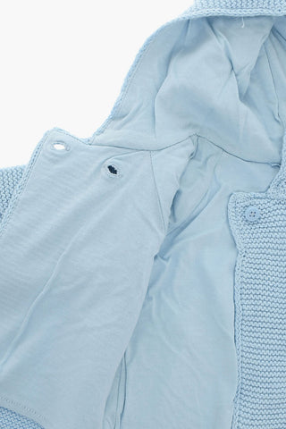 Crochet-wool-blend Cardigan with Hood