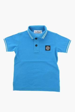 Cotton Polo T-shirt with Logo Patch