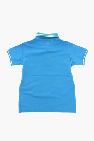 Cotton Polo T-shirt with Logo Patch