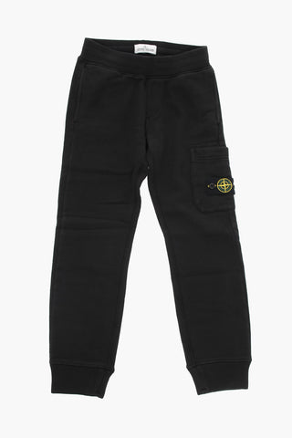 Fleeced-cotton Joggers with Logo Patch