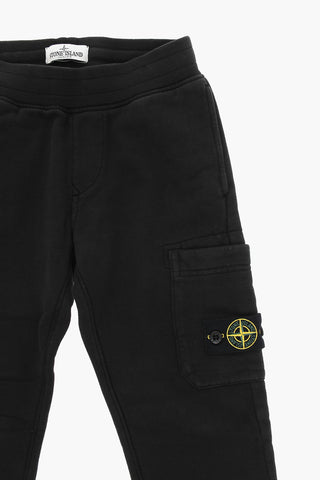 Fleeced-cotton Joggers with Logo Patch
